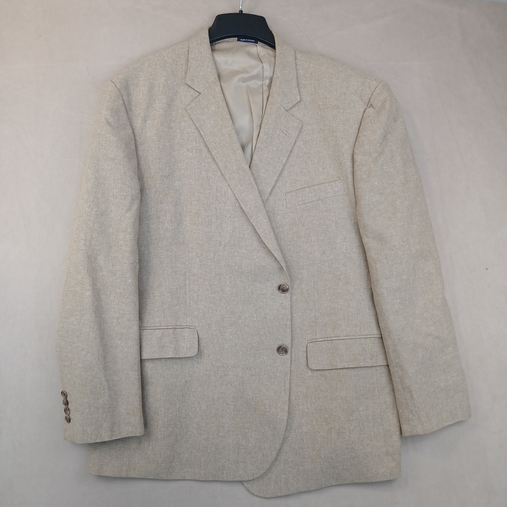 Stafford 52R Mens Blazer Sport Coat Linen Blend FLAWS 25x32 ** 50R **